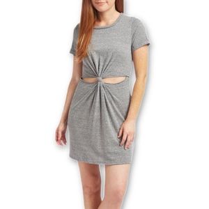 Belly Bird Gray Knot Cut-Out T-Shirt Dress